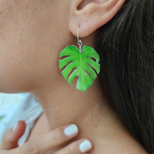 Load image into Gallery viewer, READY TO SHIP Monstera Leaf Resin Earrings - 925 Sterling Silver FJD$
