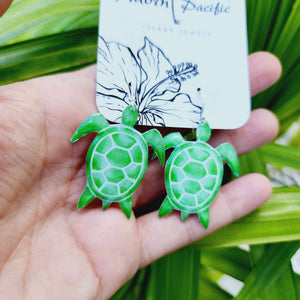 READY TO SHIP Vonu Turtle Resin Earrings - 925 Sterling Silver FJD$