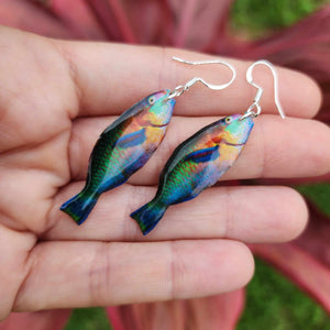 READY TO SHIP Parrot Fish Resin Earrings - 925 Sterling Silver FJD$