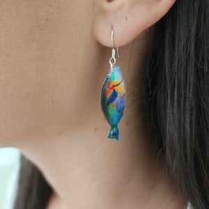 READY TO SHIP Parrot Fish Resin Earrings - 925 Sterling Silver FJD$