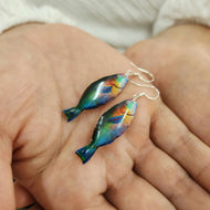 READY TO SHIP Parrot Fish Resin Earrings - 925 Sterling Silver FJD$