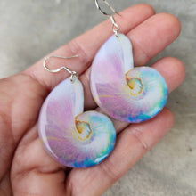 Load image into Gallery viewer, READY TO SHIP Nautilus Shell Resin Earrings - 925 Sterling Silver FJD$
