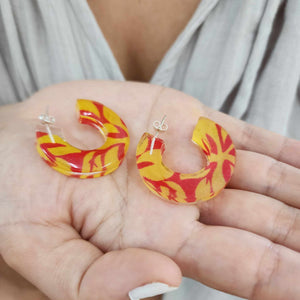 READY TO SHIP Pasifika Resin Earrings - 925 Sterling Silver FJD$
