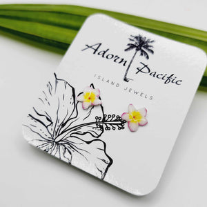 READY TO SHIP Frangipani Flower Stud Earrings - 925 Sterling Silver FJD$