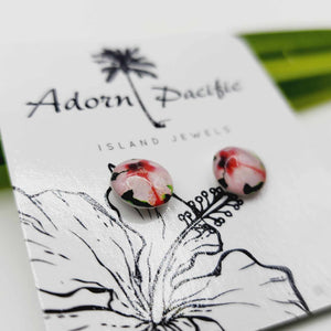 READY TO SHIP Hibiscus Flower Stud Earrings - 925 Sterling Silver FJD$