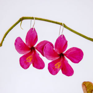 READY TO SHIP Hibiscus Flower Earrings - 925 Sterling Silver FJD$