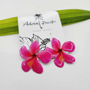 READY TO SHIP Hibiscus Flower Earrings - 925 Sterling Silver FJD$