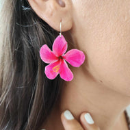 READY TO SHIP Hibiscus Flower Earrings - 925 Sterling Silver FJD$