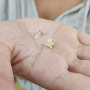 READY TO SHIP Frangipani Flower Stud Earrings - 925 Sterling Silver FJD$