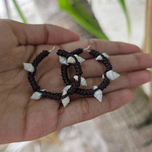 Load image into Gallery viewer, READY TO SHIP Shell Hoop Earrings - 925 Sterling Silver &amp; Nylon FJD$
