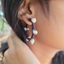 Load image into Gallery viewer, READY TO SHIP Shell Hoop Earrings - 925 Sterling Silver &amp; Nylon FJD$
