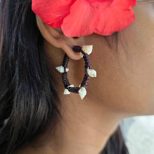 Load image into Gallery viewer, READY TO SHIP Shell Hoop Earrings - 925 Sterling Silver &amp; Nylon FJD$

