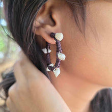 Load image into Gallery viewer, READY TO SHIP Shell Hoop Earrings - 925 Sterling Silver &amp; Nylon FJD$
