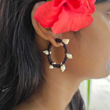 Load image into Gallery viewer, READY TO SHIP Shell Hoop Earrings - 925 Sterling Silver &amp; Nylon FJD$

