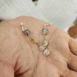 READY TO SHIP Semi Precious Stone Drop Stud Earrings - 925 Sterling Silver FJD$