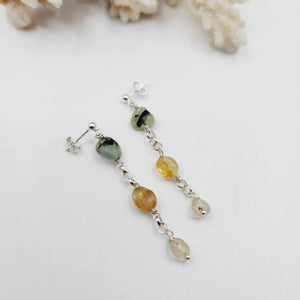 READY TO SHIP Semi Precious Stone Drop Stud Earrings - 925 Sterling Silver FJD$
