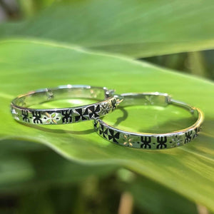READY TO SHIP Tapa Hoop Earrings in 925 Sterling Silver - FJD$