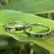Fiji Tapa Hoop Earrings in 925 Sterling Silver - FJD$