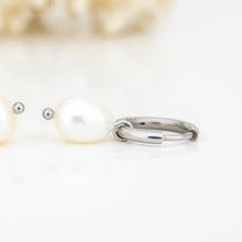 Load image into Gallery viewer, READY TO SHIP Freshwater Pearl Hoop Earrings - Stainless Steel FJD$
