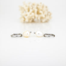 Load image into Gallery viewer, READY TO SHIP Freshwater Pearl Hoop Earrings - Stainless Steel FJD$
