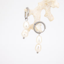 Load image into Gallery viewer, READY TO SHIP Freshwater Pearl Hoop Earrings - Stainless Steel FJD$
