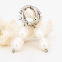 Load image into Gallery viewer, READY TO SHIP Freshwater Pearl Hoop Earrings - Stainless Steel FJD$
