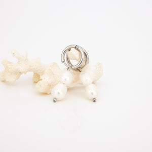 READY TO SHIP Freshwater Pearl Hoop Earrings - Stainless Steel FJD$