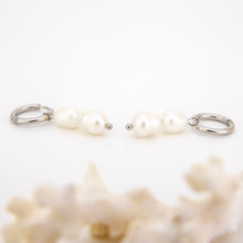 Load image into Gallery viewer, READY TO SHIP Freshwater Pearl Hoop Earrings - Stainless Steel FJD$
