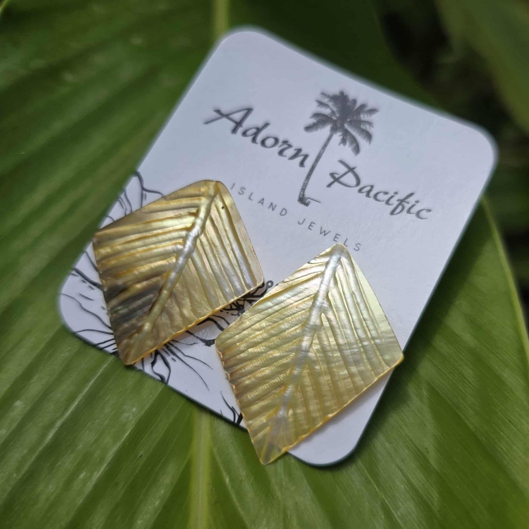 READY TO SHIP Mother of Pearl Stud Earrings - Stainless Steel FJD$