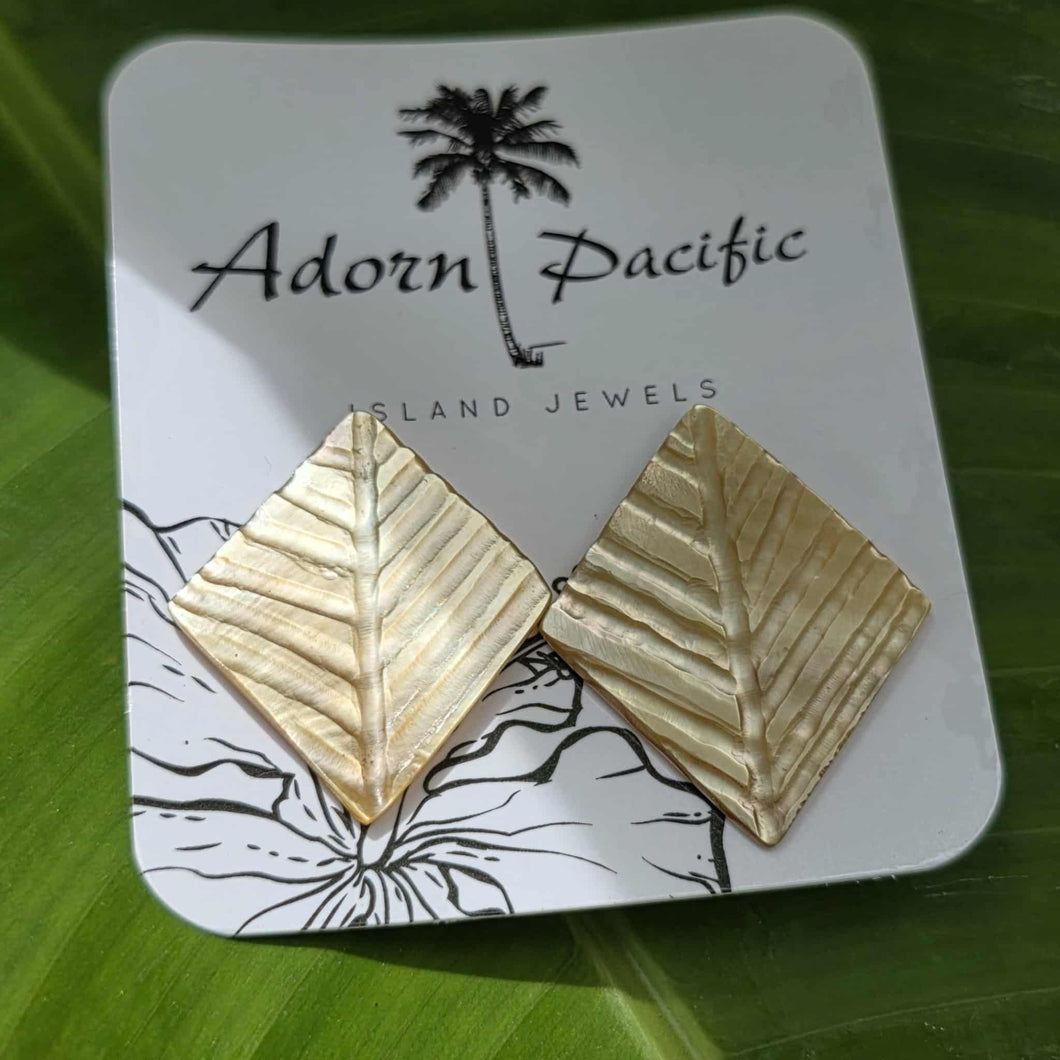READY TO SHIP Mother of Pearl Stud Earrings - Stainless Steel FJD$