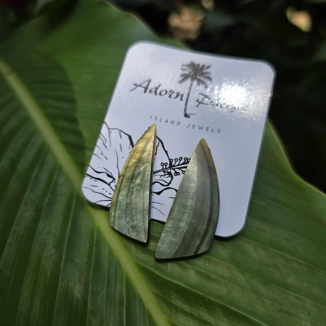READY TO SHIP Mother of Pearl Stud Earrings - Stainless Steel FJD$