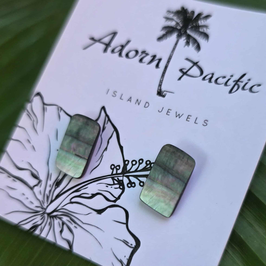 READY TO SHIP Mother of Pearl Stud Earrings - Stainless Steel FJD$