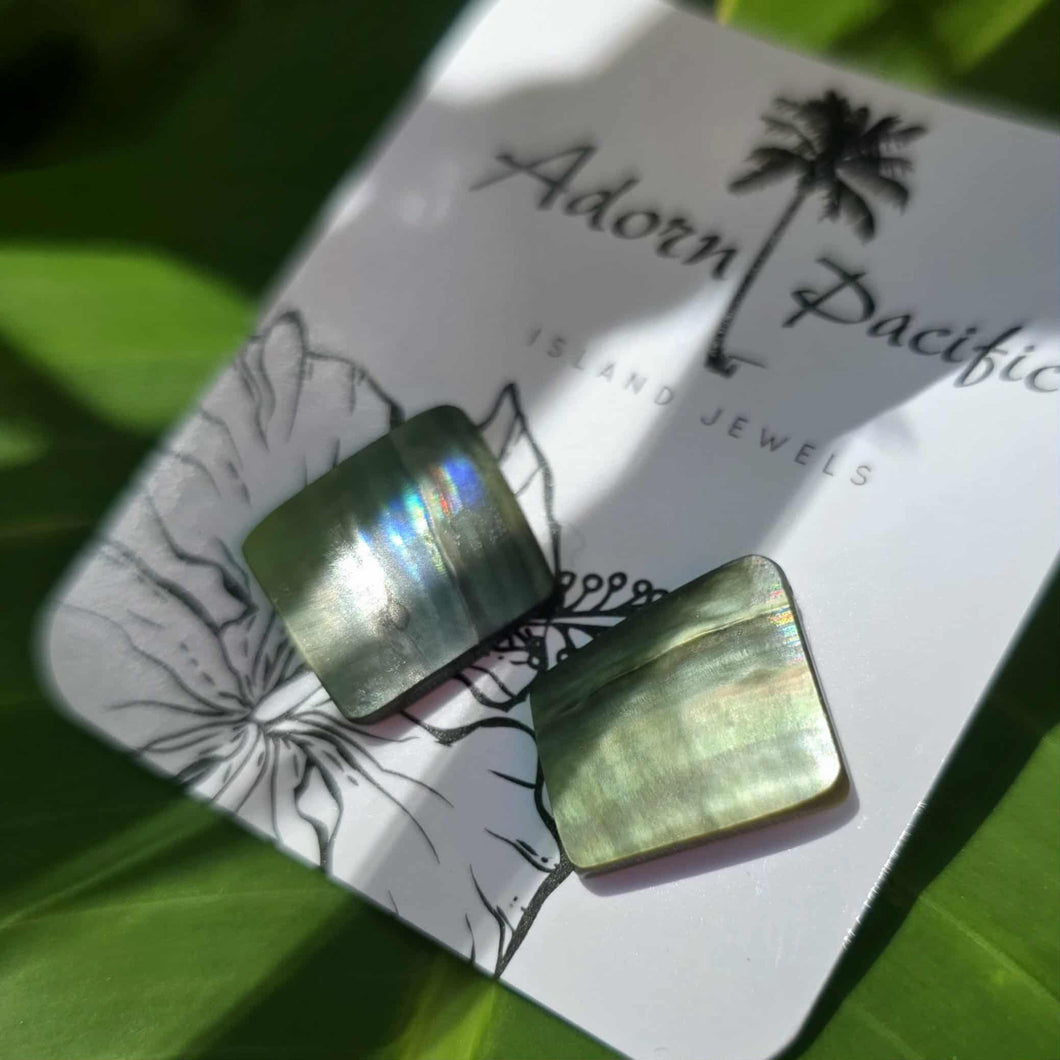 READY TO SHIP Mother of Pearl Stud Earrings - Stainless Steel FJD$