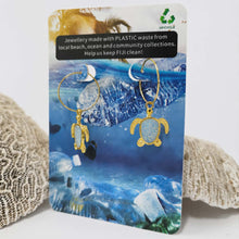 Load image into Gallery viewer, Recycled Ocean Plastic Turtle Earrings - Gold Plated Stainless Steel FJD$
