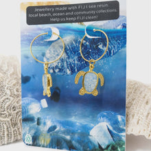 Load image into Gallery viewer, Recycled Ocean Plastic Turtle Earrings - Gold Plated Stainless Steel FJD$
