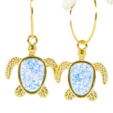 Load image into Gallery viewer, Recycled Ocean Plastic Turtle Earrings - Gold Plated Stainless Steel FJD$
