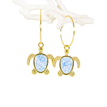 Load image into Gallery viewer, Recycled Ocean Plastic Turtle Earrings - Gold Plated Stainless Steel FJD$
