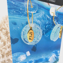 Load image into Gallery viewer, Recycled Ocean Plastic Hoop Earrings - Gold Plated Stainless Steel FJD$
