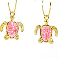 Load image into Gallery viewer, Recycled Ocean Plastic Turtle Earrings - Gold Plated Stainless Steel FJD$
