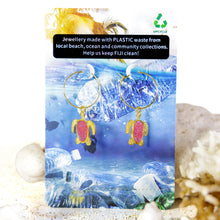 Load image into Gallery viewer, Recycled Ocean Plastic Turtle Earrings - Gold Plated Stainless Steel FJD$

