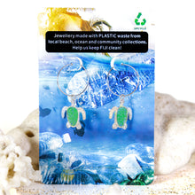 Load image into Gallery viewer, Recycled Ocean Plastic Turtle Earrings - Stainless Steel FJD$
