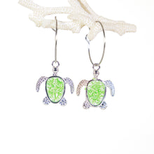 Load image into Gallery viewer, Recycled Ocean Plastic Turtle Earrings - Stainless Steel FJD$
