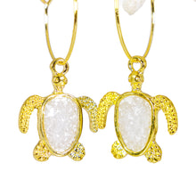 Load image into Gallery viewer, Recycled Ocean Plastic Turtle Earrings - Gold Plated Stainless Steel FJD$
