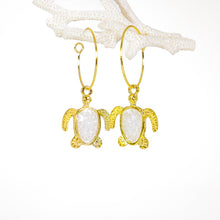 Load image into Gallery viewer, Recycled Ocean Plastic Turtle Earrings - Gold Plated Stainless Steel FJD$
