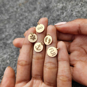 CUSTOM ENGRAVABLE Paw Print Charm -  14k Gold Fill FJD$