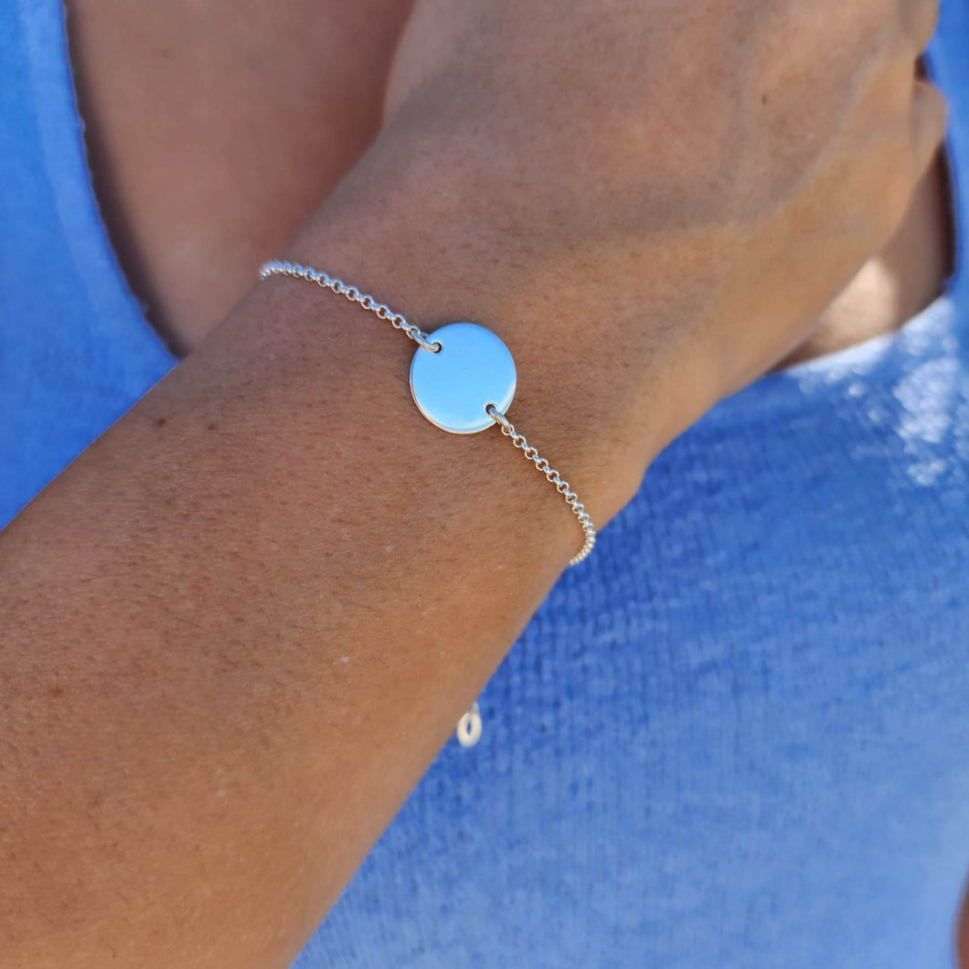 CUSTOM ENGRAVED - Disc Bracelet - 925 Sterling Silver FJD$