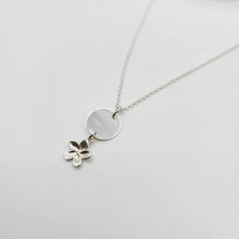 Load image into Gallery viewer, CUSTOM ENGRAVED - Frangipani &amp; Disc Charm Necklace - 925 Sterling Silver FJD$
