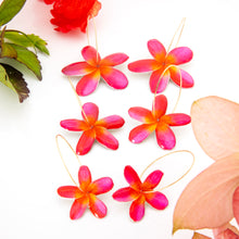 Load image into Gallery viewer, READY TO SHIP Frangipani Flower Resin Hoop Earrings - 14k Gold Fill FJD$
