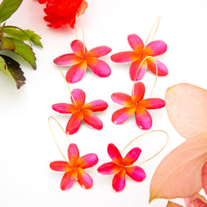READY TO SHIP Frangipani Flower Resin Hoop Earrings - 14k Gold Fill FJD$