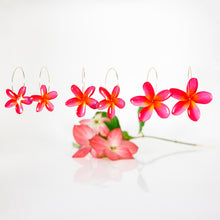 Load image into Gallery viewer, READY TO SHIP Frangipani Flower Resin Hoop Earrings - 14k Gold Fill FJD$
